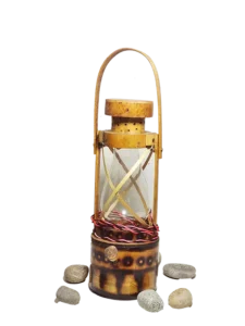 Eco friendly bamboo lantern handcrafted in Sikkim, made from natural bamboo and wood, traditional Himalayan handicraft for warm ambient lighting