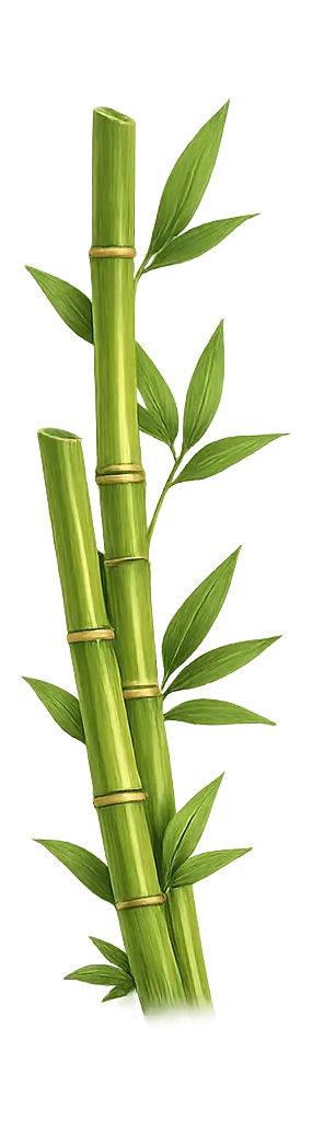 Decorative bamboo stalks with green leaves, representing natural eco-friendly materials used in Sikkim handicrafts